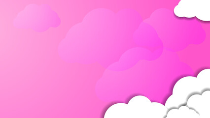 Wall Mural - pink background with white clouds decoration