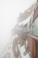 Buildings Built Into The Rock At The Aiguille Du Midi, Mont Blanc Massif, French Alps.