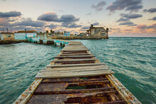 Old Wharf In Sea And Castle, Havana, Cuba