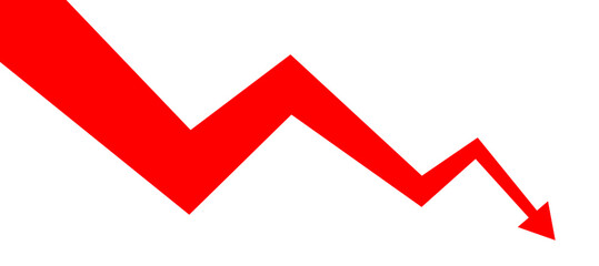 Poster - Drop arrow business market crisis background design template. Economy financial crash concept. Stock, forex, crypto, bond investment statistic.