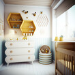 children's room in bee style, honeycomb, generative AI 
