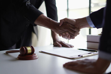 businessman with lawyer discussing law firm business plan - market analysis summary