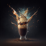 Fototapeta  - exploding coffee, generative AI 