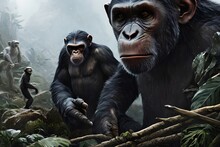 Illustration Of The Apes Ready For War