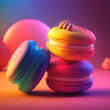 Traditional colorful macarons beautifully decorated, generative AI
