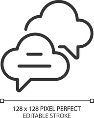 Wall Mural - Cloud based live chat pixel perfect linear icon. Speech balloons of online conversation. Social media technology. Thin line illustration. Contour symbol. Vector outline drawing. Editable stroke