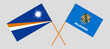 Crossed flags of Marshall Islands and The State of Oklahoma. Official colors. Correct proportion