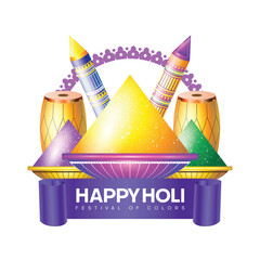 Wall Mural - Happy Holi colorful label for poster design