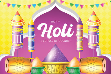 Wall Mural - Colorful Happy Holi banner design
