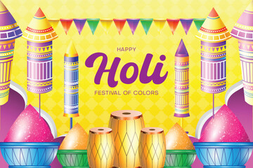Wall Mural - illustration of Happy Holi banner template