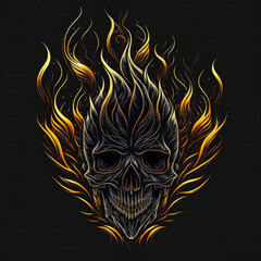 Wall Mural - Flame Skull Design - Generative AI