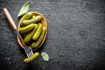 Canvas Print - Plate of pickled homemade cucumbers.