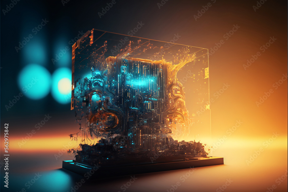Quantum Computing and Artificial Intelligence concept. Computer ...