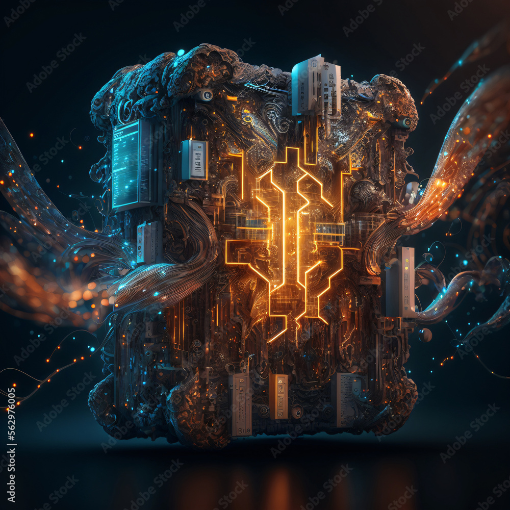Quantum Computing Intelligence Quantum Computing and Artificial Intelligence concept. Computer ...