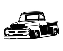 Classic Truck Panel Silhouette Silhouette. Isolated White Background View From Side. Best For Trucking Industry, Badge Concept Logo Vector. Available Eps 10.