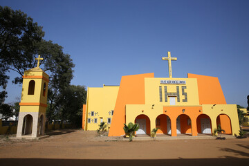 Wall Mural - Eglise Marie-Reine de L'Univers, Catholic Church in Thies, Senegal, Africa. Senegalese landmark, African monument, sight. Paroisse Marie Reine de l'Univers Thiès