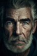 canvas print picture - Portrait alter Mann mit Bart, Blick in die Kamera, markante Gesichtszüge