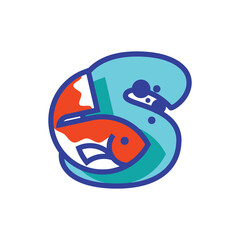 Sticker - Alphabet S Fish Logo