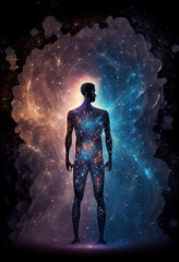 Poster - Human inside the universe. The concept on scientific and philosophical topics