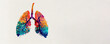 Abstract artistic illustration of human lungs with colorful paint with copy space, Generative AI
