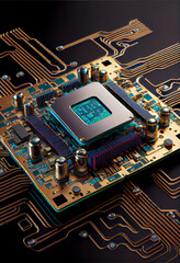 Leinwandbilder - Computer processor chip on a circuit board with microchips. Circuit board. Technology background. Central Computer Processors CPU.