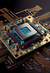 Leinwandbilder - Computer processor chip on a circuit board with microchips. Circuit board. Technology background. Central Computer Processors CPU.