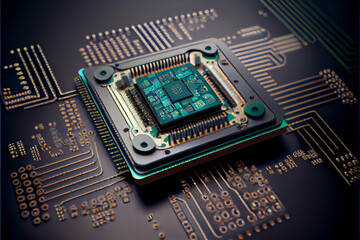 Leinwandbilder - Computer processor chip on a circuit board with microchips. Circuit board. Technology background. Central Computer Processors CPU.