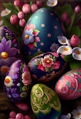 Wall Mural - Beautiful Easter Background pattern for design. 