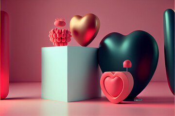 Poster - Minimalism St. Valentine's Day style concept Background. 