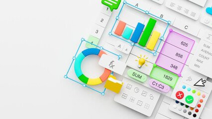 Wall Mural - spreadsheets graphs charts table data business financial report analysis screen software accounting 
