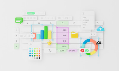 Wall Mural - spreadsheets graphs charts table data business financial report analysis screen software accounting 