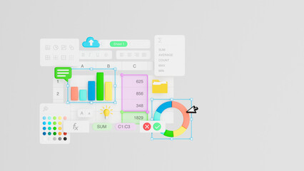 Wall Mural - spreadsheets graphs charts table data business financial report analysis screen software accounting 