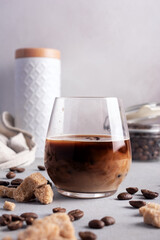 Wall Mural - Sweet tasty ice coffee with milk or latter in glass