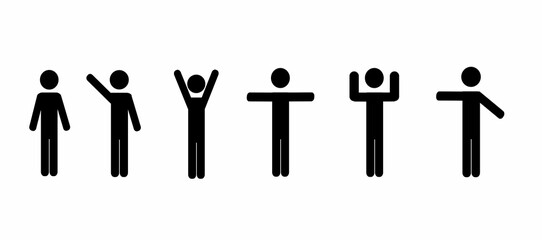 Wall Mural - a set of human figures in different poses, an isolated pictogram on a white background, hand movement