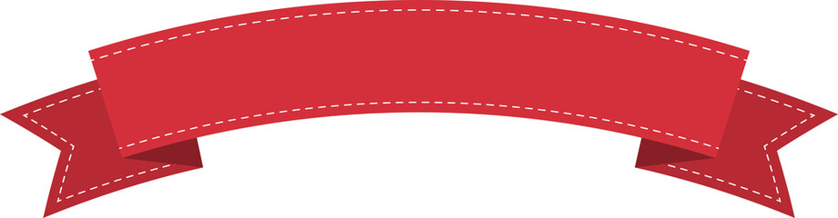 Wall Mural - Red ribbon banner with dotted line, badge, label, title box, clip art, png isolated on transparent background.