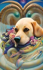 Wall Mural - golden retriever puppy