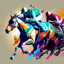 Horse Racing Painting Free Stock Photo - Public Domain Pictures