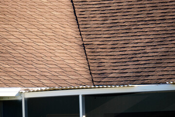Wall Mural - Closeup of house roof top covered with asphalt or bitumen shingles. Waterproofing of new building