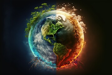 Wall Mural - earth climate change abstract concept illustration generative ai