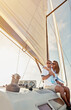 © Grady R/peopleimages.com - Travel, investment and luxury with couple on yacht for success, relax and wealth on retirement trip. Rich, love and ship hobby with baby boomers man and woman sailing on boat for tropical vacation