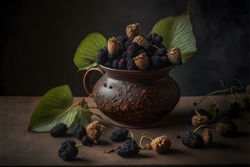 Mulberry. Mulberries. Blackberry. Blackberries. A bowl of berries.