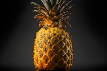 Poster - Whole Pineapple fruit. Food Photography. Pineapple. Isolated. Green Leaves