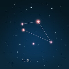 Wall Mural - constellation scheme in starry sky. open space. vector illustration sextans constellation through a 