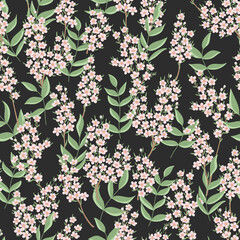 Wall Mural - Branches with little flowers seamless pattern