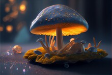 Illustration Of A Colorful Mushroom Fungi. Generative AI