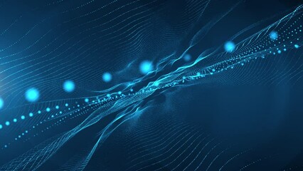 Wall Mural - Star particle background animation, Futuristic mysterious flowing digital particles wave de-focus virtual reality abstract cyber space environment background.