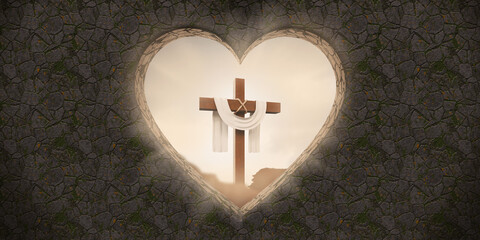 Sticker - Background with cross in 3d render