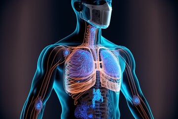 Aufkleber - Human body, examination of the body and lungs. 3d illustration