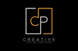 Initial letter cp, pc, c, p elegant and luxury Initial with Rectangular frame minimal monogram logo design vector template