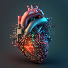 Heart Hi-tech Graphics Luminous On A Gray Background